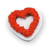 Molde Silicona Marco Corazón Textura Rosas